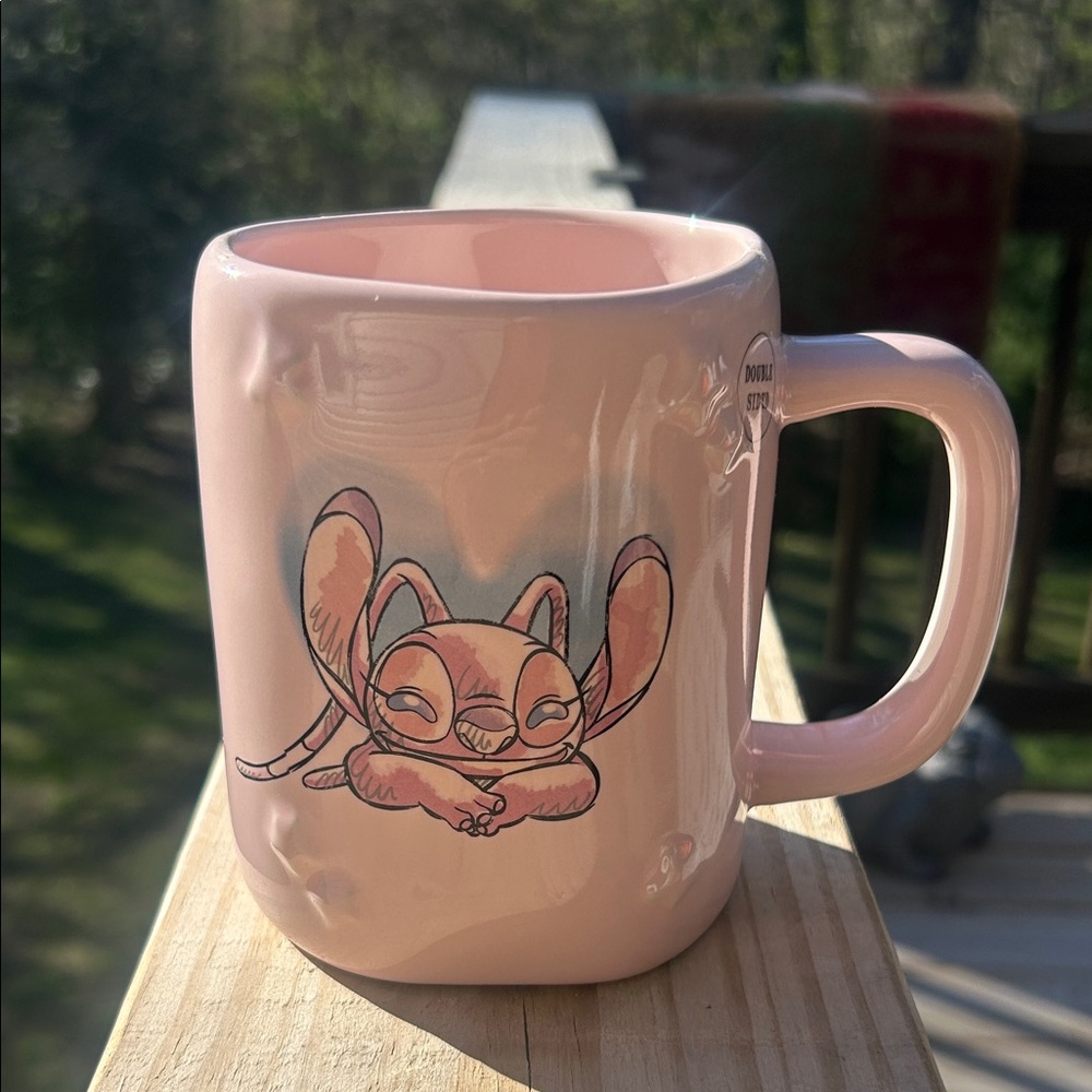 Disney Rae Dunn Pink lilo and stitch “angel” Mug